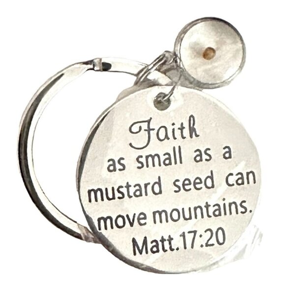 Mustard Seed Keyring Silver Keys Faith Christian Scripture Matthew 17:20 Gift24 - Picture 1 of 2